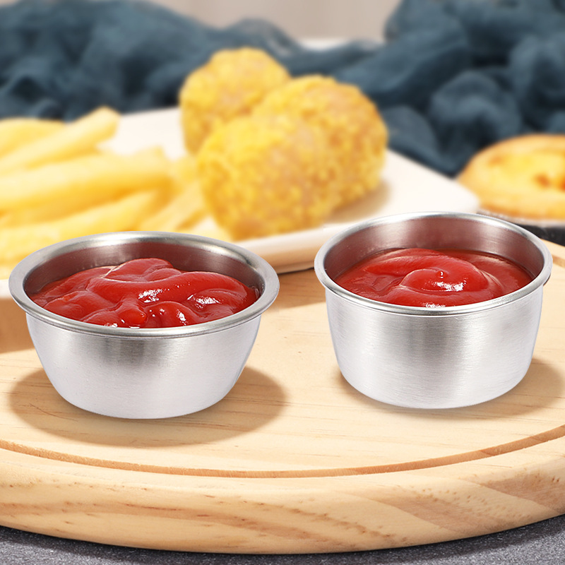 厂家批发304不锈钢酱料杯 牛排胡椒黑椒汁酱汁杯番茄酱汁蘸料杯碟