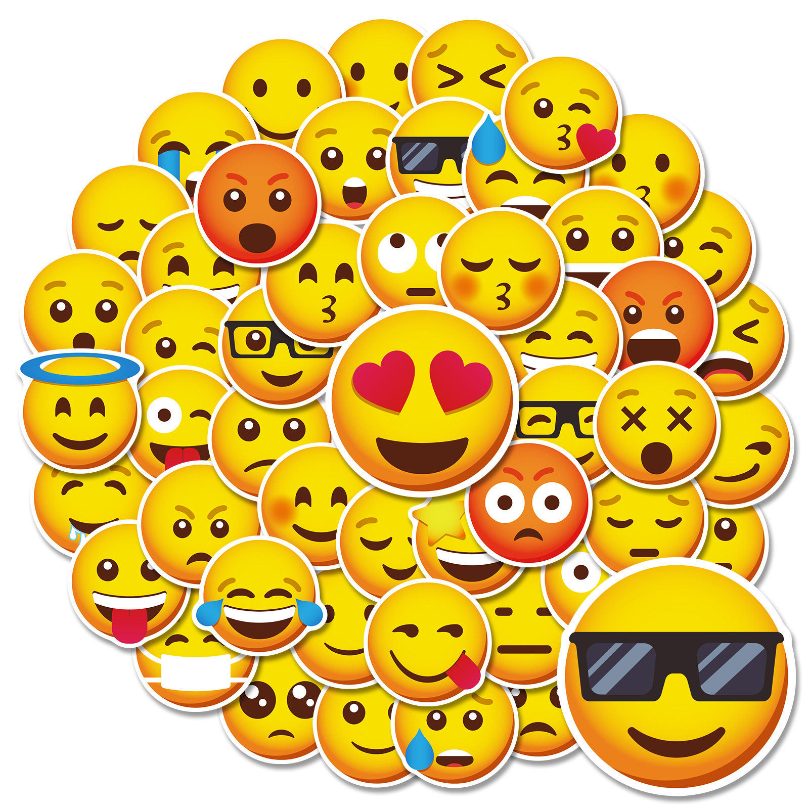 50张表情包贴画 创意经典表情贴 贴纸笑脸表情包装饰贴纸批发