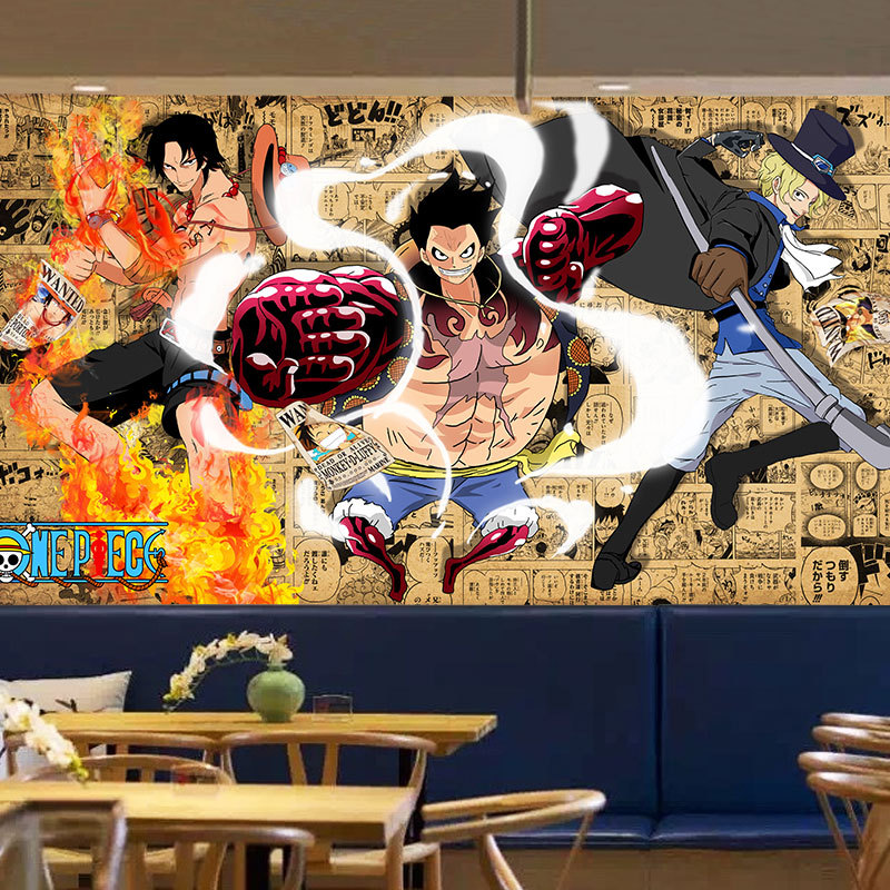 3d火拳艾斯海贼王三兄弟漫画海报壁纸动漫背景墙壁画卧室超大壁纸
