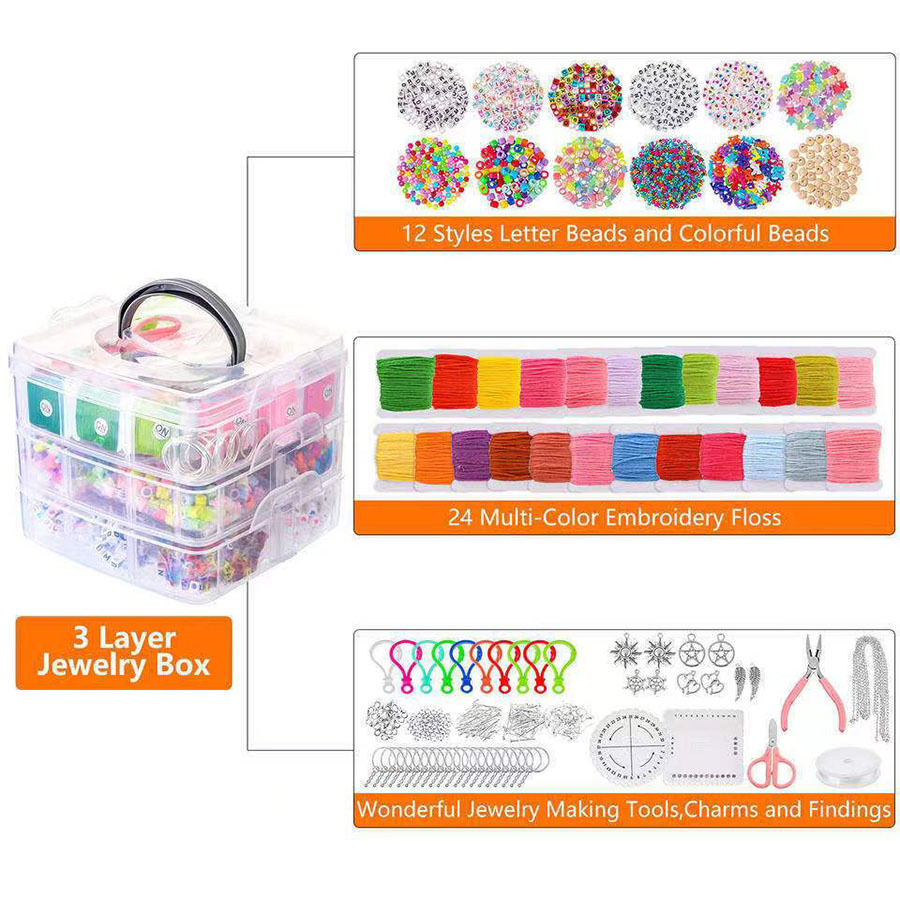 Diy Cross-Border Children's Early Education Beads Ornament Multi-Layer Accessories Scattered Beads Handmade Beaded Bracelet/Necklace Material Package