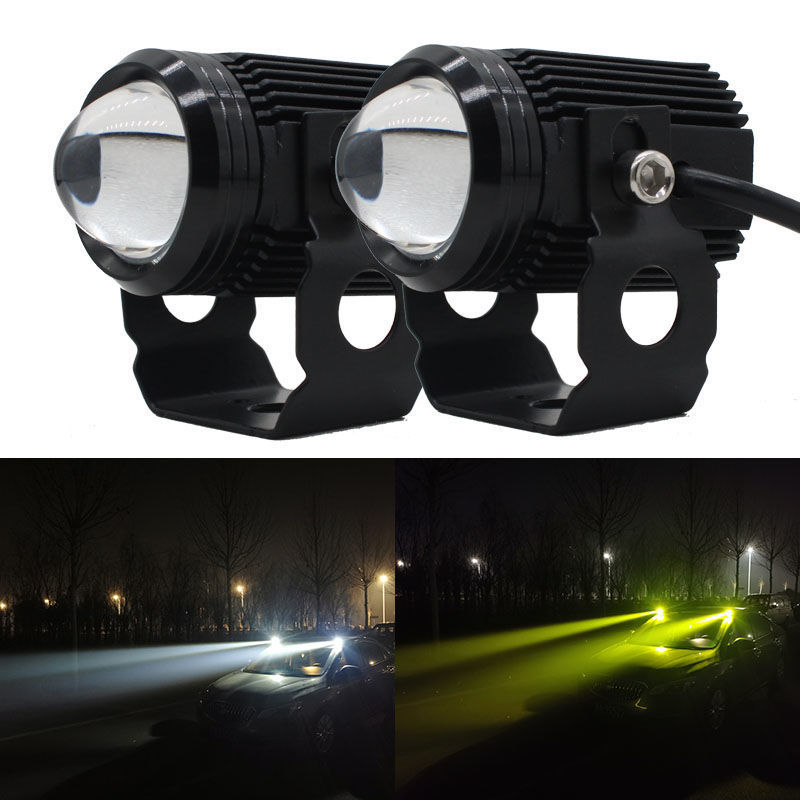 激光大灯网红小钢炮射灯汽车led远光灯外置激光炮12v24付黄白一体