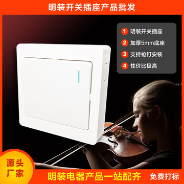 厂家批发86型明装开关一位单控墙壁开关单开单控开关跷板开关白色