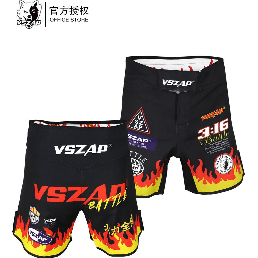 vszap搏击站立格斗弹力速干踢拳比赛ufc泰拳运动mma短裤男女训练