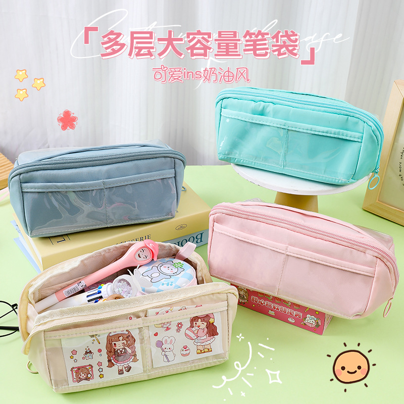 10-Layer Prism Transparent Pencil Case Ins Japanese Large Capacity Junior High School Boys and Girls Simple High-Looking Pencil Box