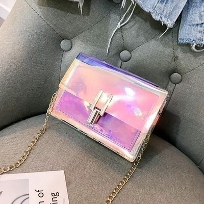 2018 Summer Small Bag Korean Style Fashionable Mini Women's Bag All-Match Laser Messenger Bag Fashionable Jelly Chain Shoulder Bag