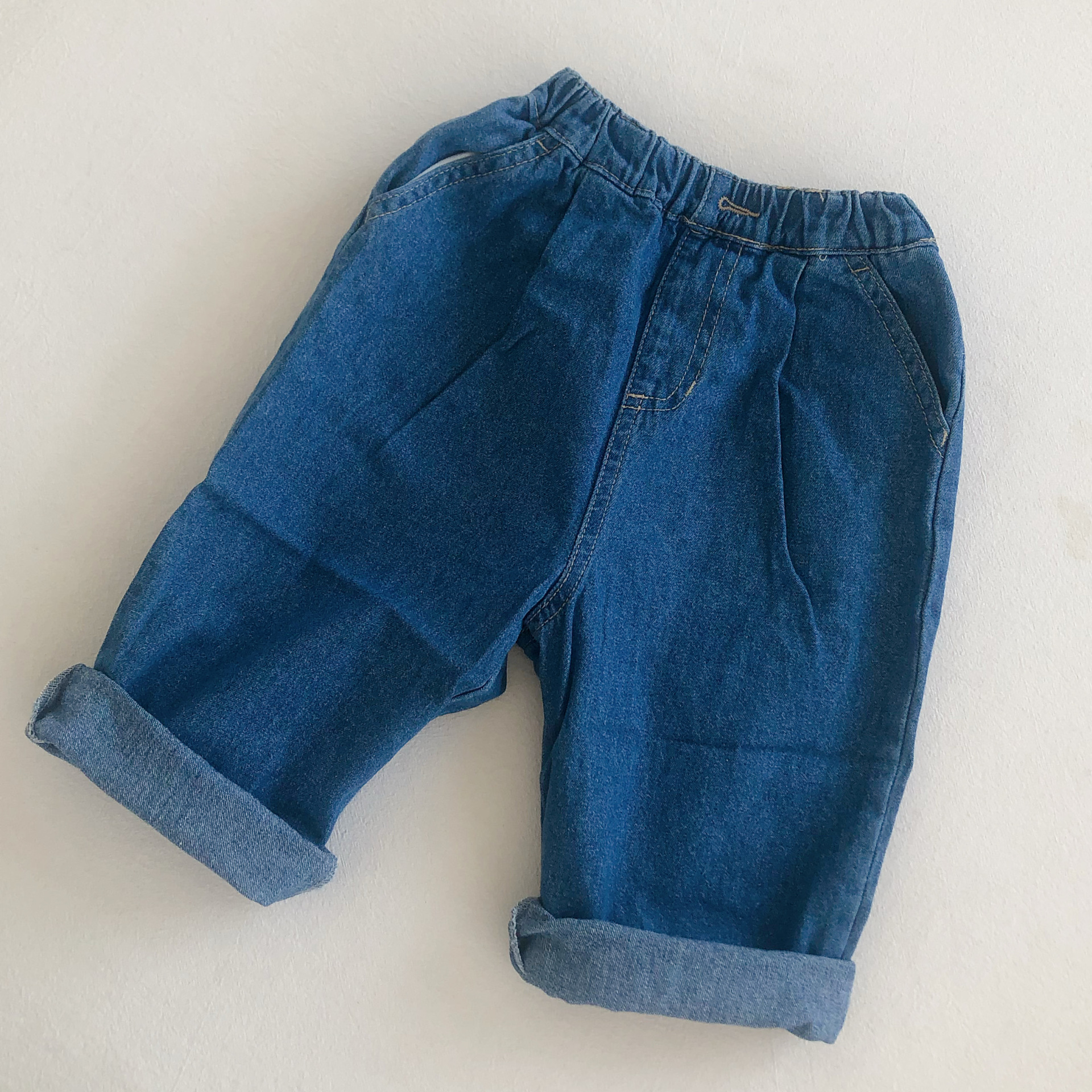 3-6岁春夏儿童牛仔裤休闲运动百搭洋气男童女童长裤松紧腰外穿裤