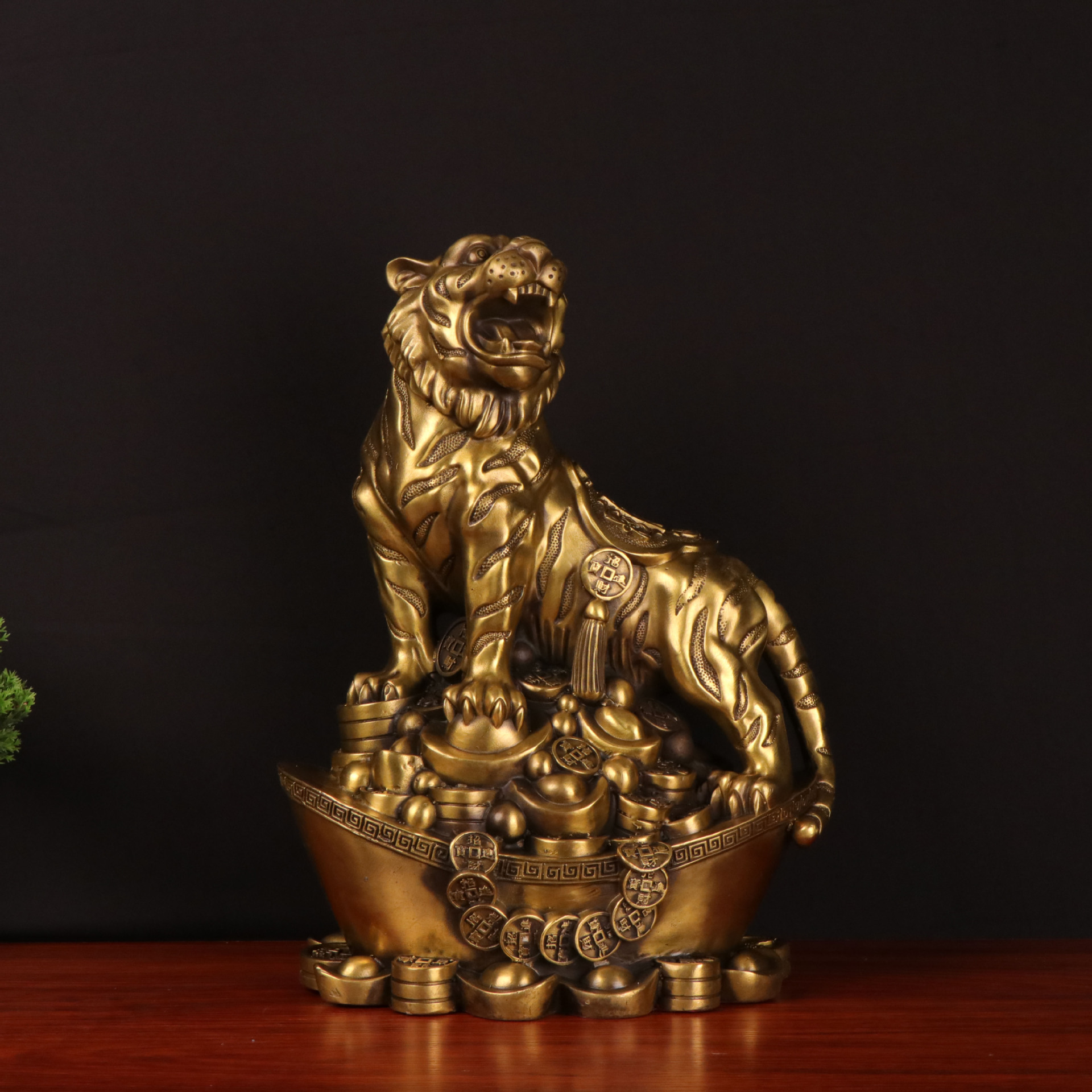 杨铜记 纯铜老虎 铜老虎 元宝虎 家居办公室铜虎摆件厂家批发