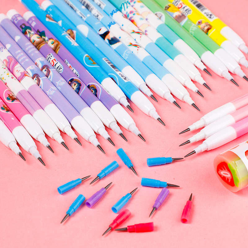 Children's Pencil Elementary School Cartoon Cut-Free Propelling Pencil Boys and Girls Can Replace Pens for Writing Letters Eggs Propelling Pencil