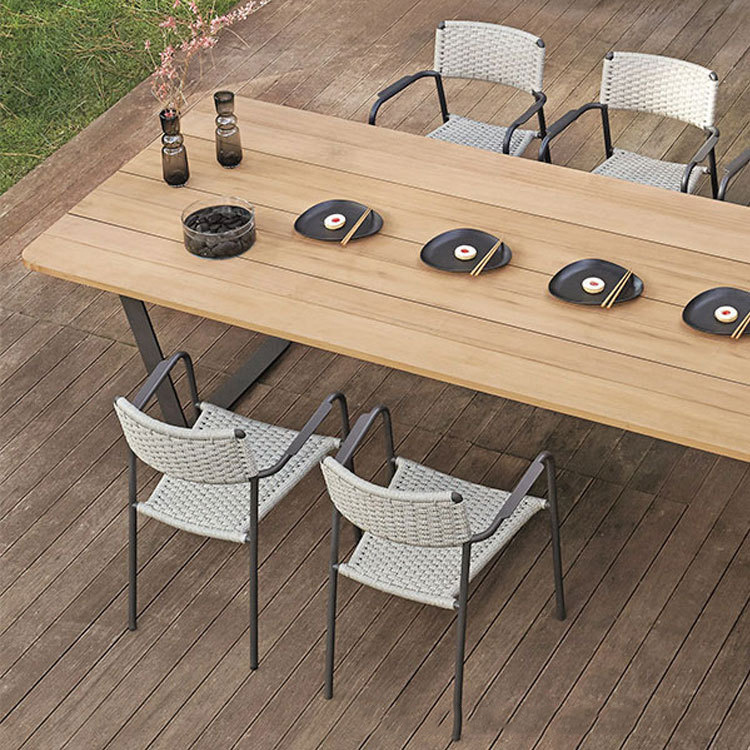 户外藤编桌椅组合创意北欧简约设计师花园露天编绳休闲桌椅