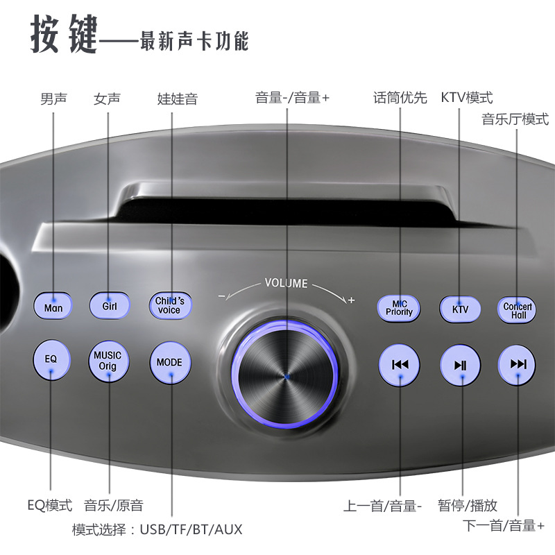 Upgraded Version Owl Sd306plus Enlarged Version Bluetooth Audio Family KTV Wireless All-in-One Machine Double Chorus