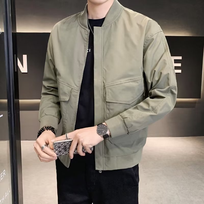 2022秋冬季棒球领夹克男士休闲色上衣褂子厚外套潮一件代发