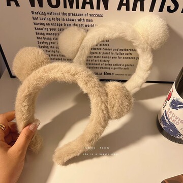 可爱毛球小熊发箍女网红洗脸敷面膜头箍卡通毛绒小熊耳朵外出头饰