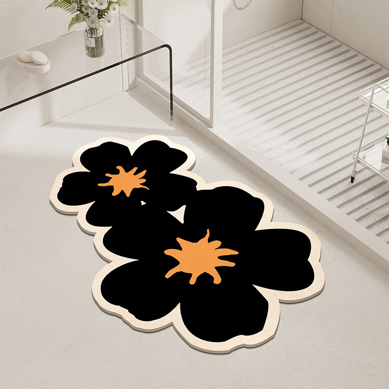Special-Shaped Flower-Shaped Bathroom Absorbent Mat Diatom Ooze Entry Door Bathroom Entrance Quick-Drying Non-Slip Mat Foot Mats Wholesale