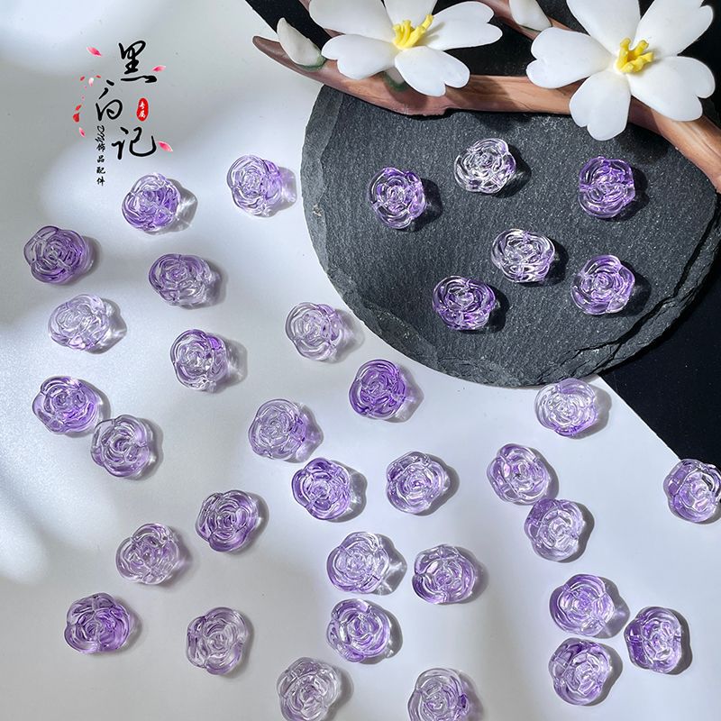 100 Pcs 12mm Colored Glaze Rose Glass Beads Horizontal Hole Diy Handmade Beaded Bracelet/Necklace Ingredients