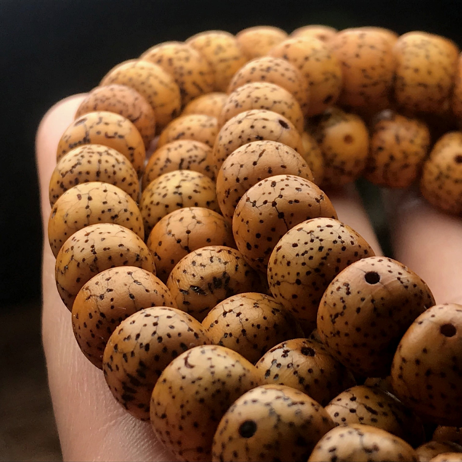 海南星月菩提子 做旧黄金籽开片星月菩提 108颗念珠佛珠挂饰