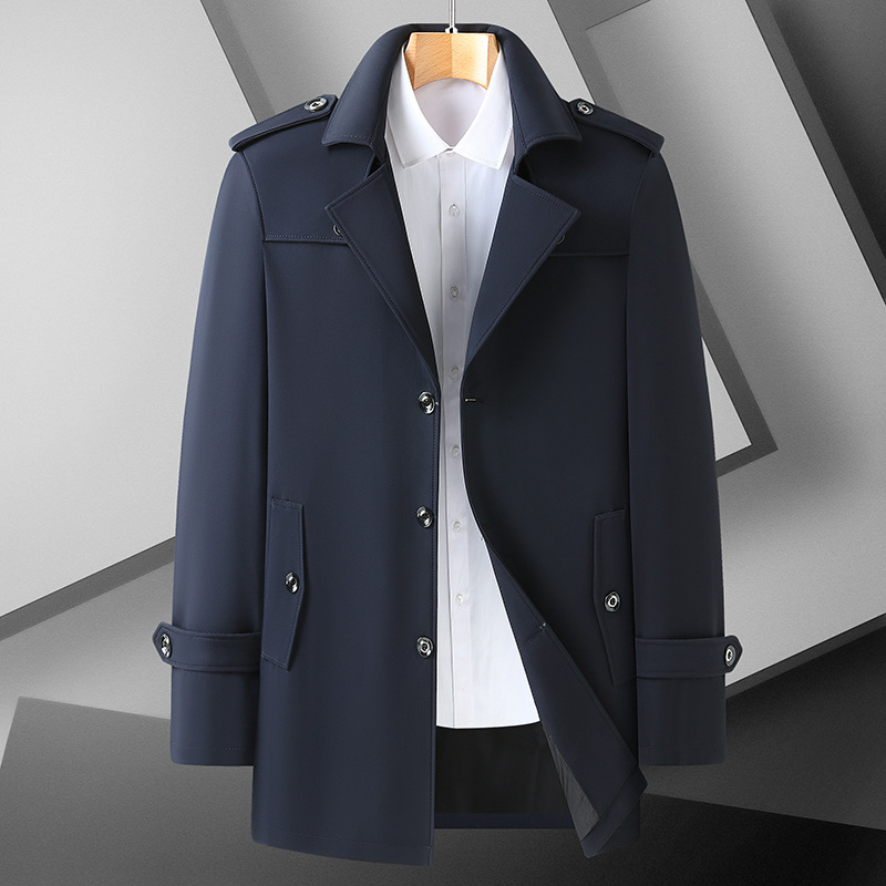 加肥加大码秋装男士外套肥佬中长款风衣特大码胖子时尚潮韩版上衣