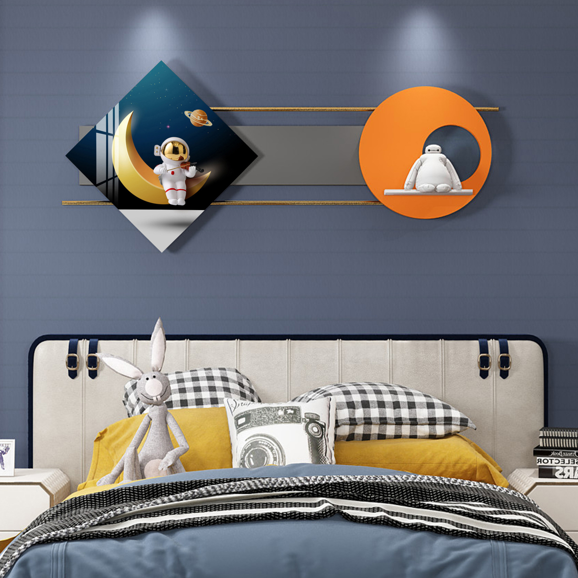 现代简约儿童房卡通人物装饰画男孩房可爱床头壁画沙发背景墙画