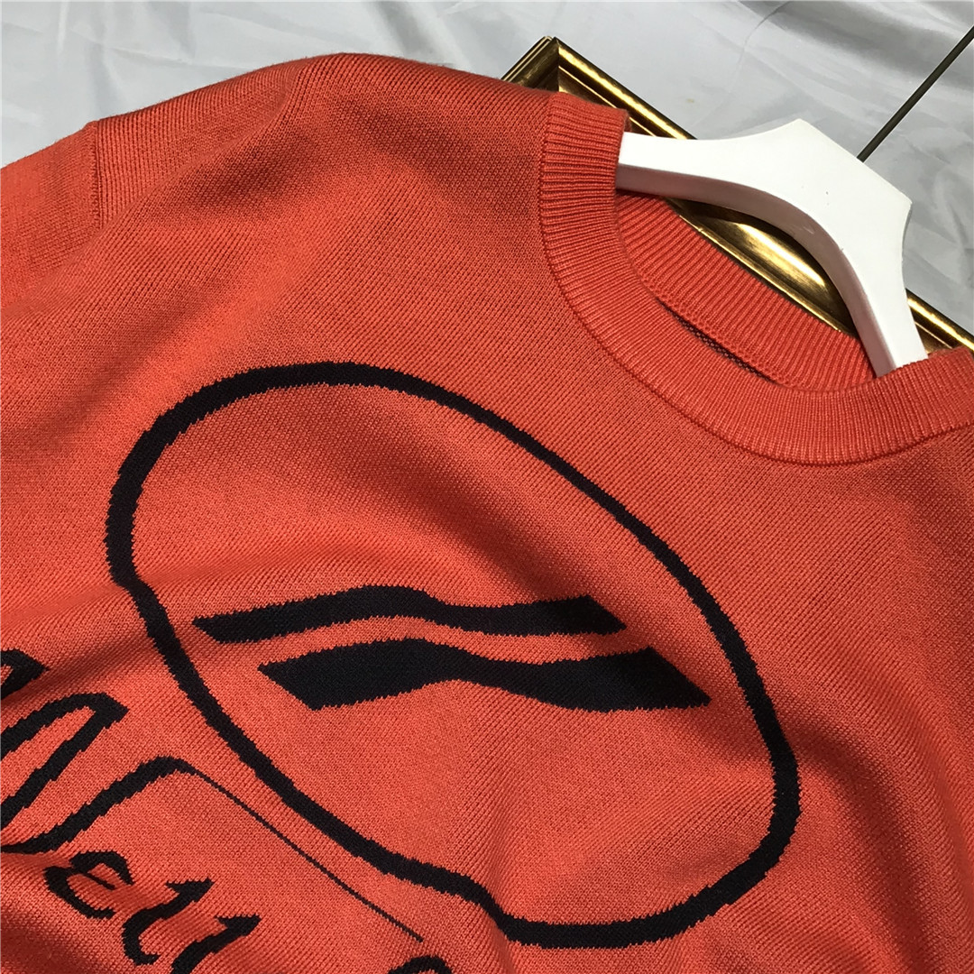 wd潮牌字母提花logo圆领套头针织衫男女韩版宽松休闲长袖毛衣秋冬