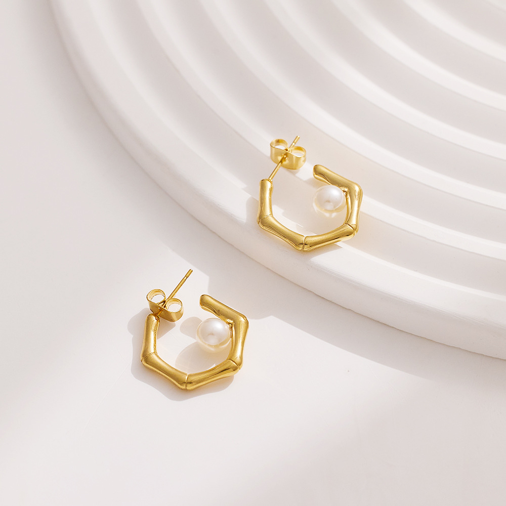 European and American Ins Earrings All-Match Temperament Earrings High-Grade Niche Temperament Earrings Gold Light Luxury Pearl Earrings