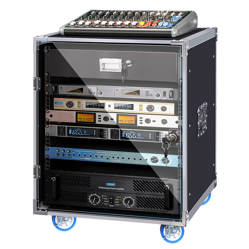 专业12u16u音响设备柜家用ktv功放机柜舞台演出调音台架子航空箱