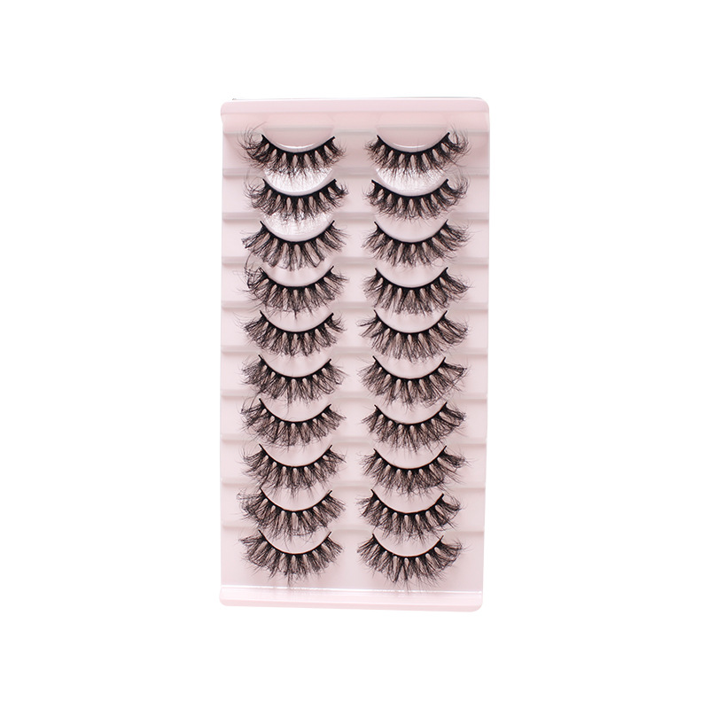Dingsen False Eyelashes Factory Cross-Border Stable Supply Explosion 10 Pairs Set Thick Natural Curling Nude Makeup