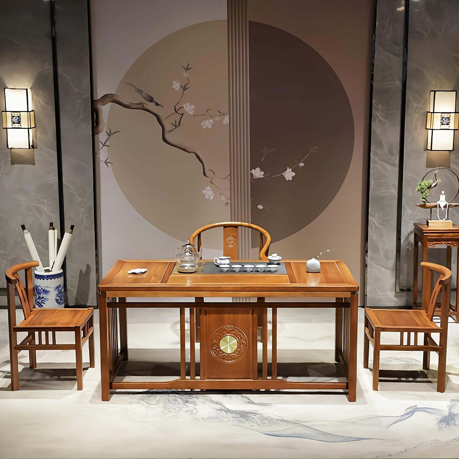 红木茶桌椅新中式组合禅意花梨木茶桌套装功夫茶台办公室泡茶茶几