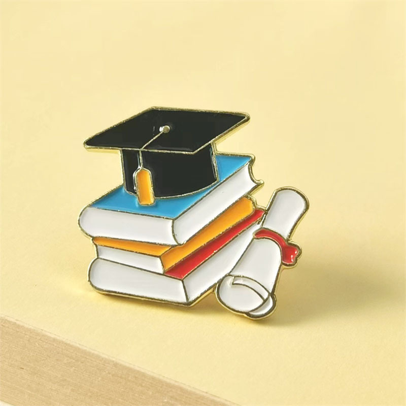 彩色学士帽博士帽徽章 学生毕业季纪念礼物勋章衣饰别针烤漆别针