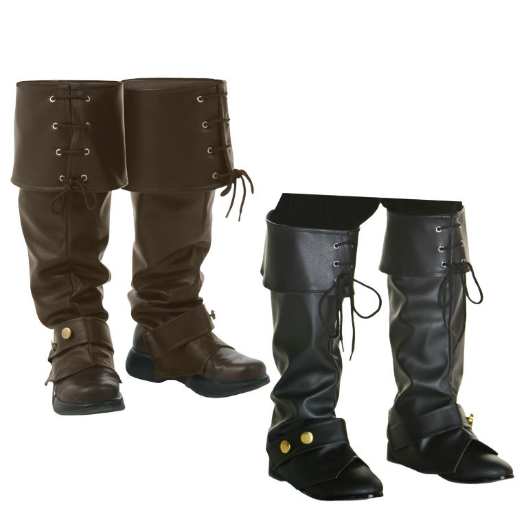 cos表演演出用具精品pu皮海盗国王文艺复兴武士战士鞋套脚套靴套