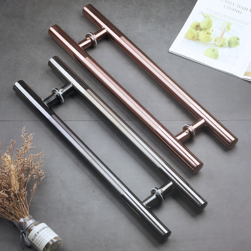 批发玻璃门拉手不锈钢推拉把手无框地弹簧门扶手银色拉丝大拉手把