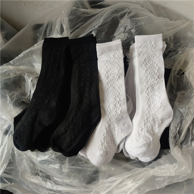 外贸尾单学生袜长筒袜小腿袜女童袜黑色白色舞蹈袜日系潮流时尚