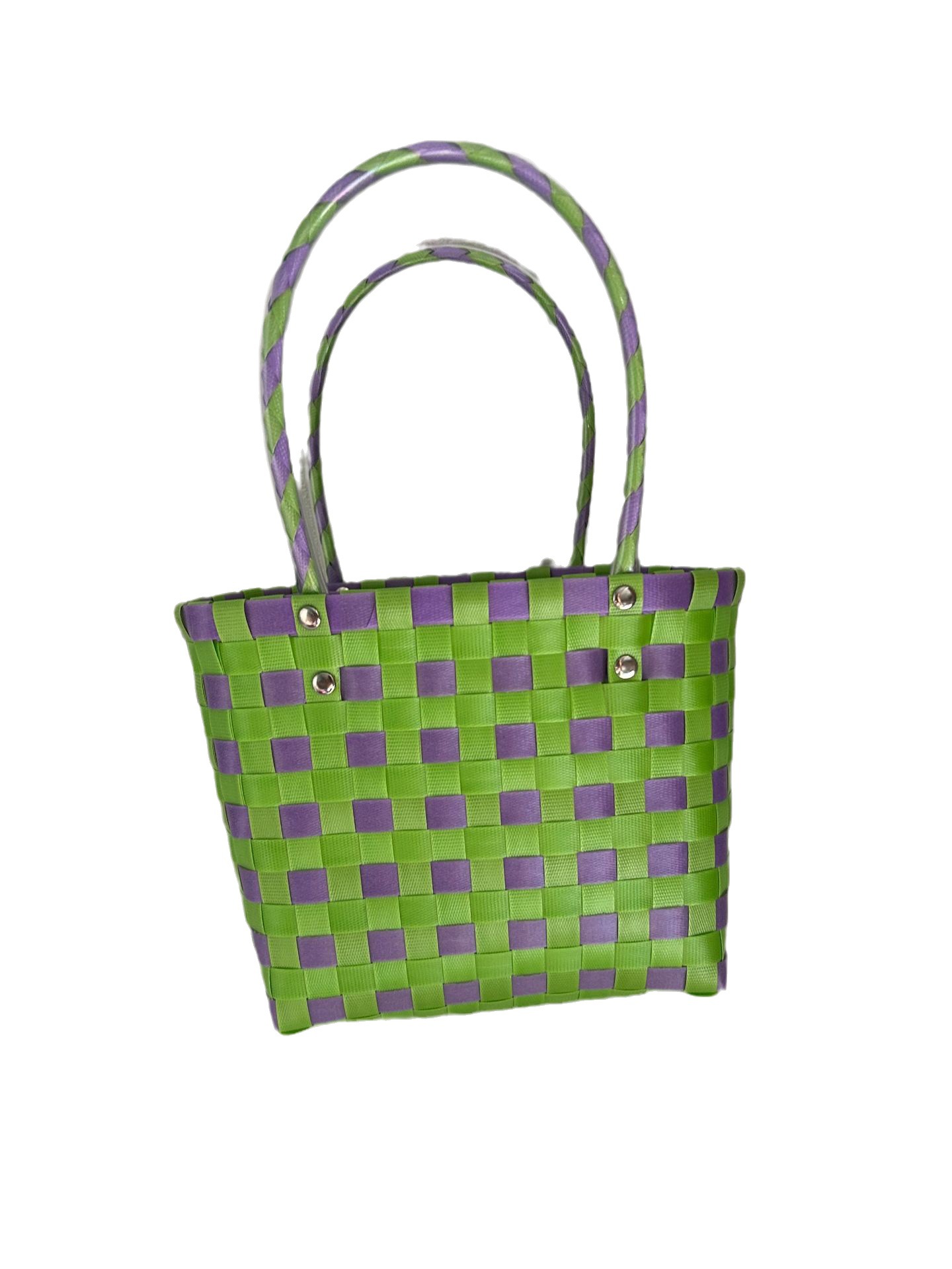 Simple Grid Woven Bag Pastoral Portable Storage Large Capacity Handbag Vegetable Basket Shoulder Bag with Gift Small Basket