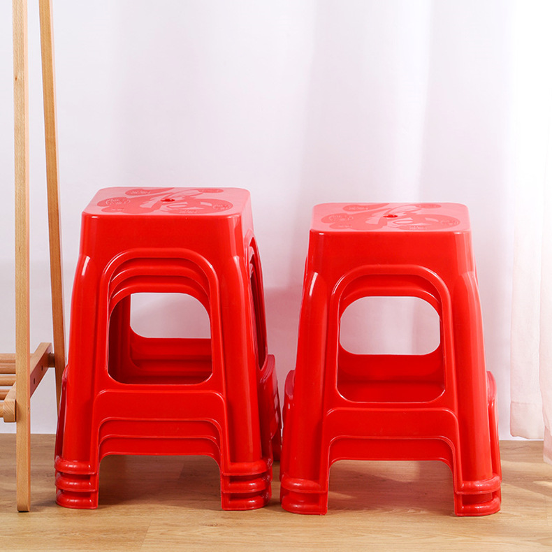 塑料凳子家用加厚熟胶椅子成人客厅方凳大排档红色板凳高凳子椅子