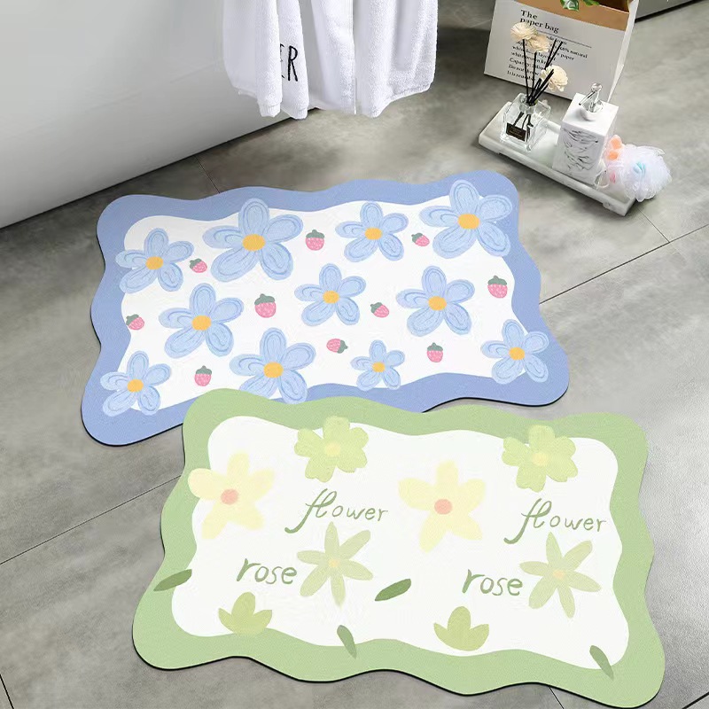 New Diatom Ooze Soft Hydrophilic Pad Non-Slip Bathroom Door Kitchen and Toilet Non-Slip Erasable Floor Mat Home Mat