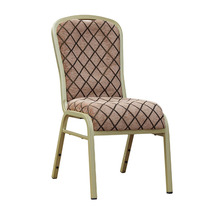 铁管麻布弯座款宴会椅可配椅套酒店餐厅桌椅铝合金绒布会议椅餐椅