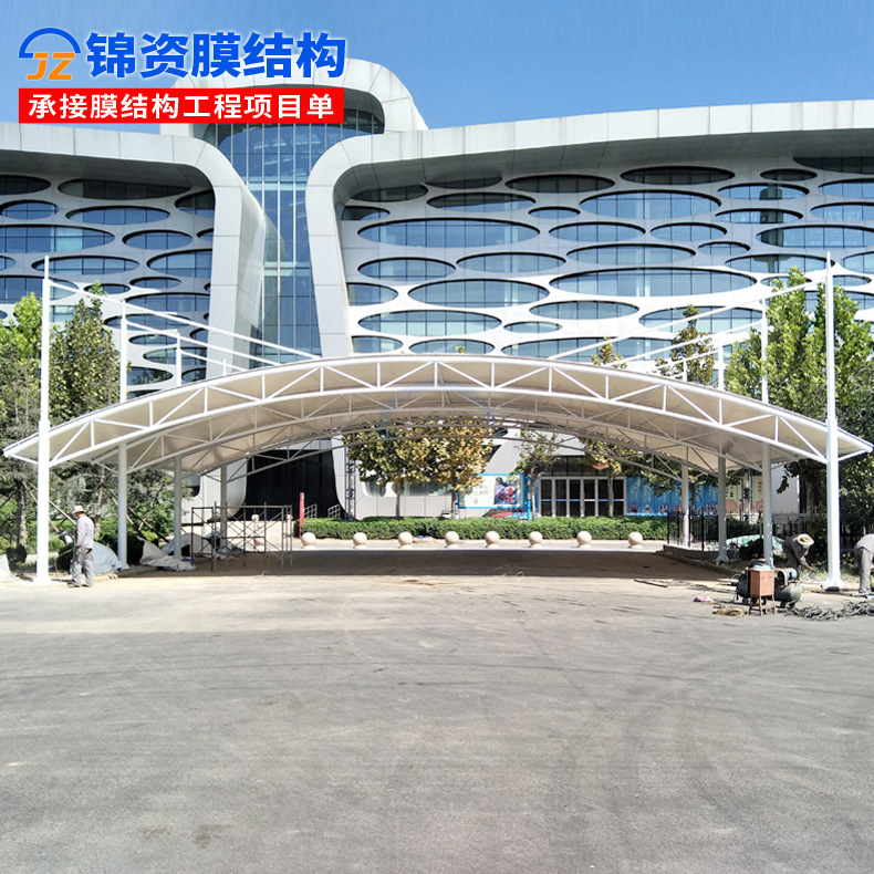 工厂小区膜结构大门 景区学校张拉膜结构门头门厅 膜结构遮阳雨篷