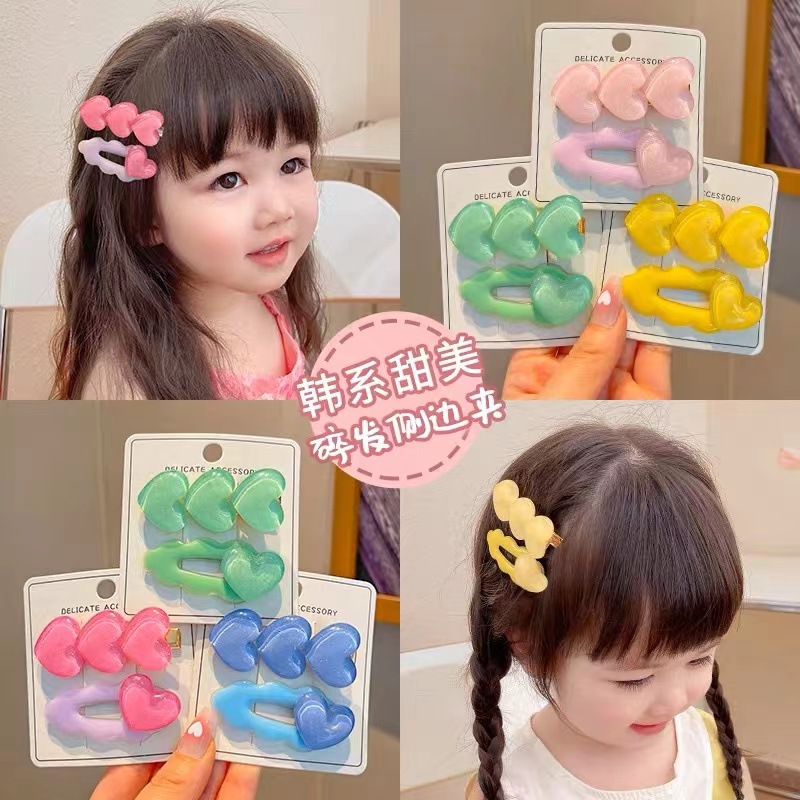 Children's Barrettes Side Love Hairpin Little Girl Cute Sweet Bb Clip Internet Hot Korean Style Not Hurt Hair Clip Headdress