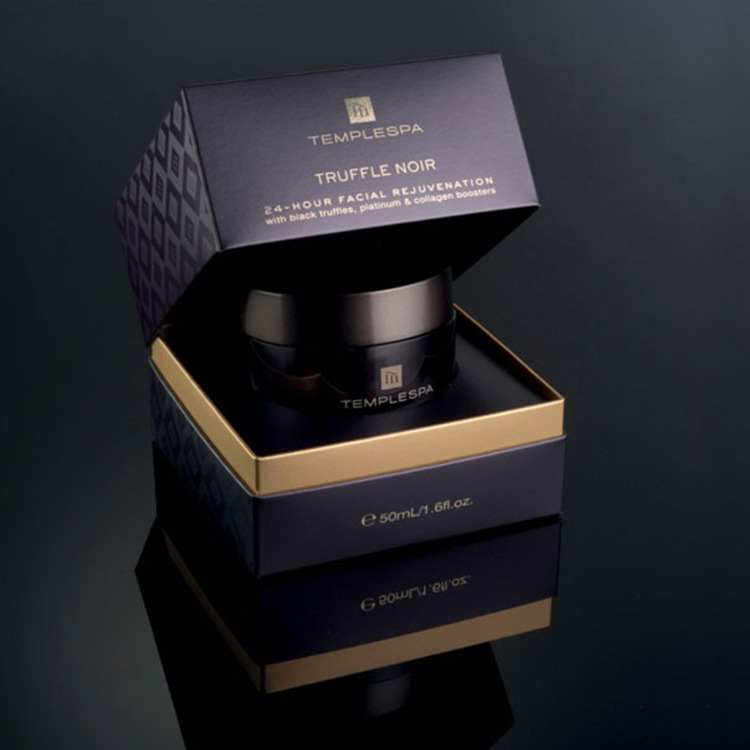 高端奢侈品硬纸盒银卡纸uv磨砂黑色长方形化妆品包装盒定制厂家