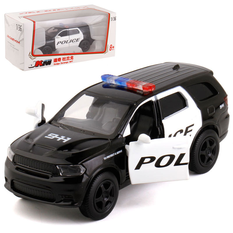 [盒装]jkm1:36道奇杜兰戈警车合金车模型开门回力汽车8651921p-bt