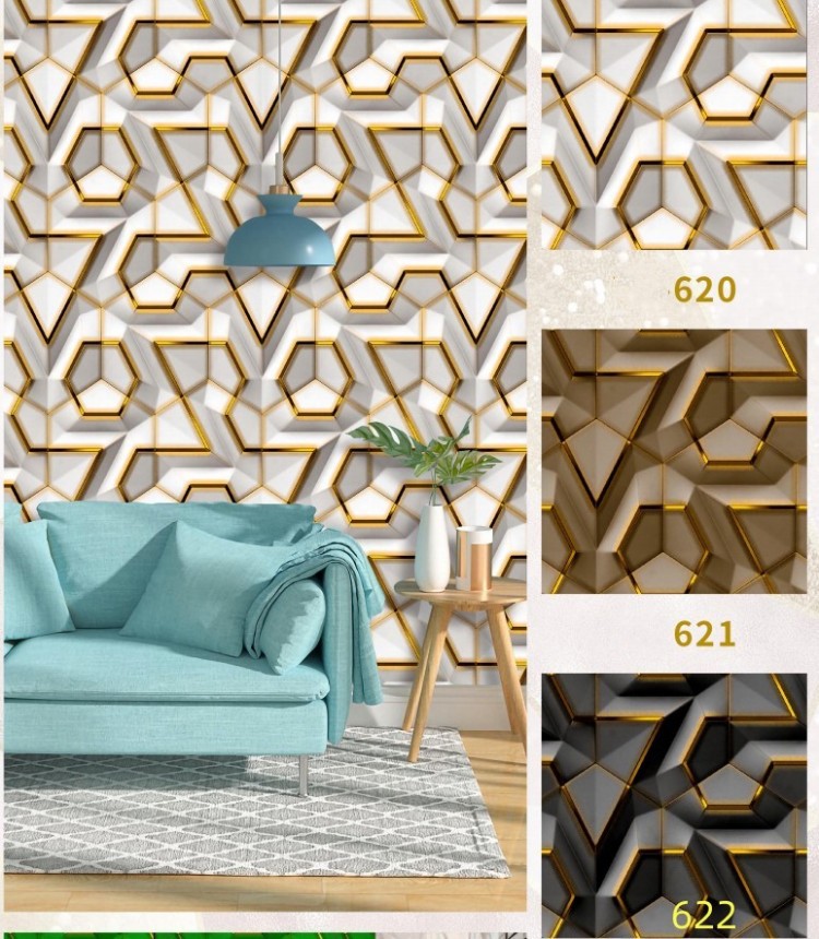 Modern Minimalist 3D Geometric PVC Wallpaper Foreign Trade Hot Selling Living Room Background Wallpaper Wallpaper Manufacturer