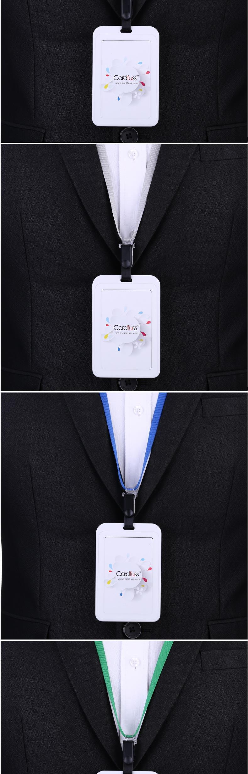卡富仕超薄双面透明工牌员工职位证胸卡胸牌带挂夹两用多功能挂绳