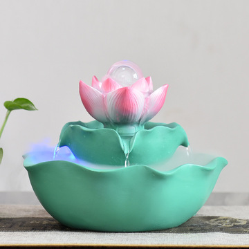 荷花流水喷泉风水轮招财转运球摆件开业礼品办公室家居室内加湿器