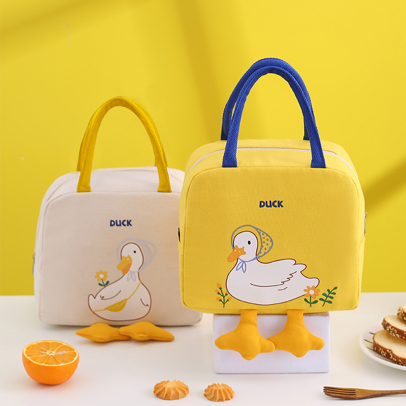 Small Yellow Duck Lunchbox Bag Cartoon Lunch Bag Handbag Storage Insulated Bag Canvas Lunch Box Bag Lunch Box Bag