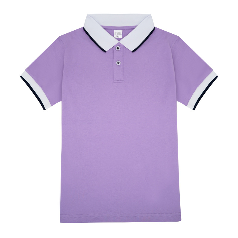 中学生校服t恤套装棉质小学生紫色上衣短袖polo衫初中生班服-阿里巴巴