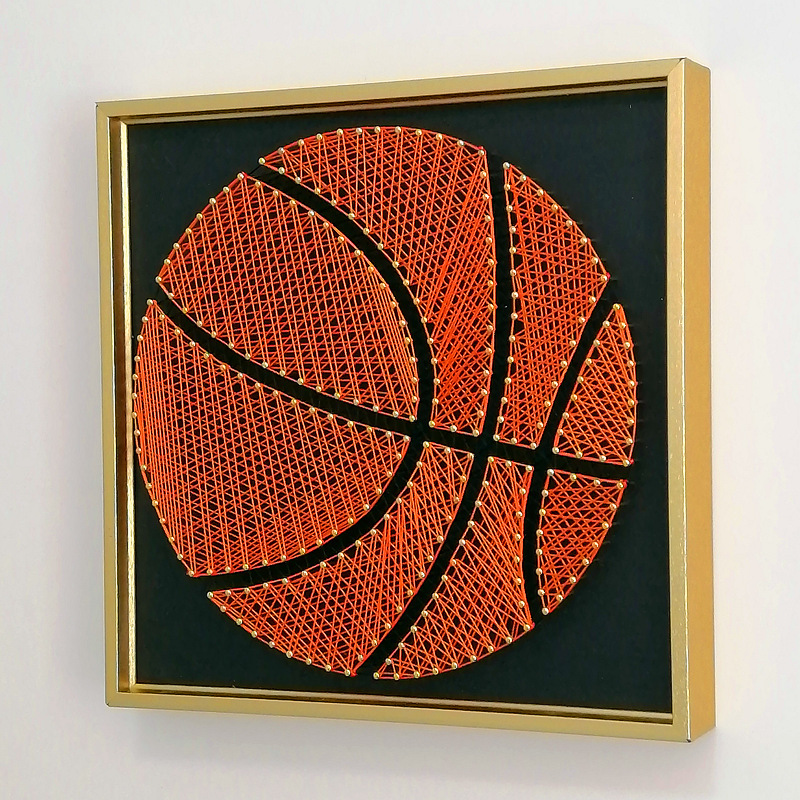 篮球编织画 钉子绕线画 diy材料手工装饰 学生情侣创意礼物缠绕画