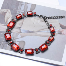 厂家直销欧美大牌时尚流行红色玻璃夸张项链首饰礼品配饰女锁骨链