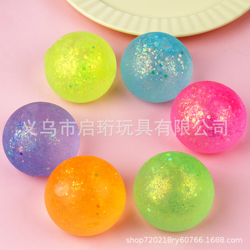 INS Same Style Gold Powder Malt Sugar Squeezing Toy Sequins Colorful Cute Decompression Vent Ball Aurora TPR Toy Ball