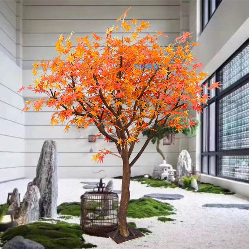 仿真枫树红枫树 梧桐树银杏树装饰造景餐厅室内大型假树落地植物