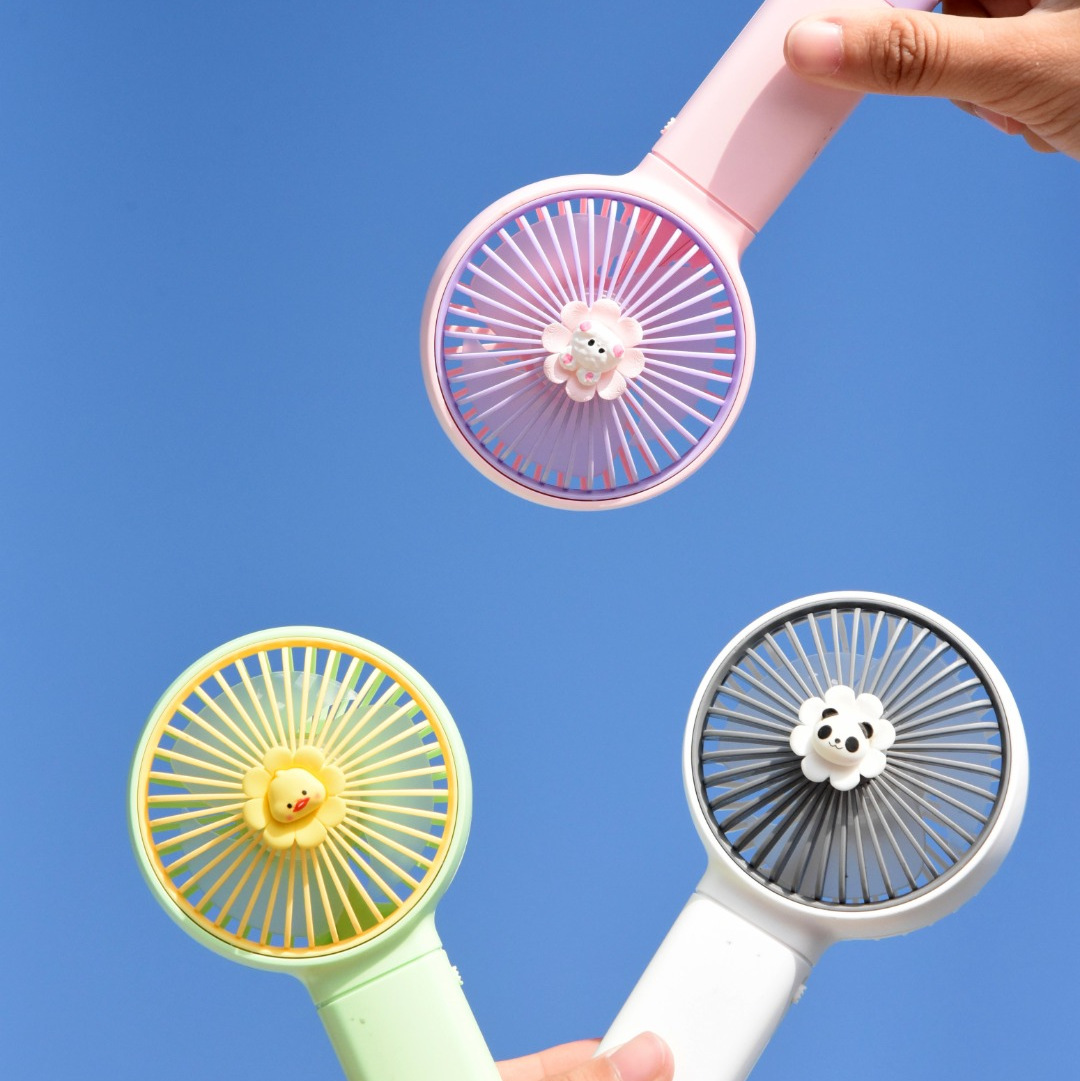 Handheld with Base Bracket Cartoon Little Fan Rechargeable Summer Children Portable Mini Fan Practical Gift