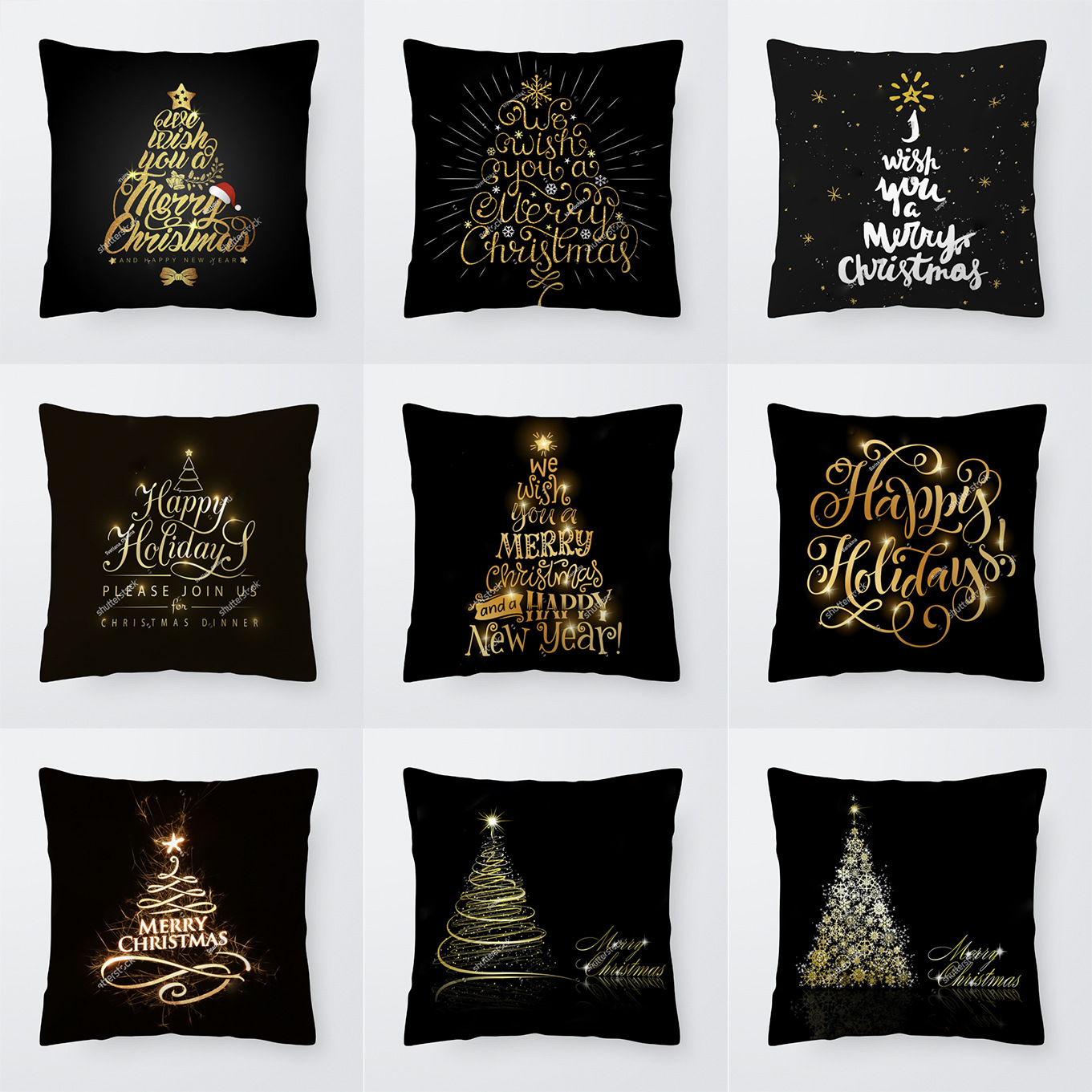 Amazon 2022 Cross-Border Hot Selling Christmas Pillow Cover Home Black Gilding Throw Pillowcase Living Room Sofa Cushion