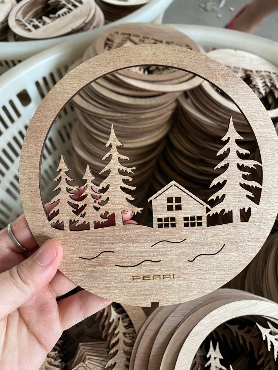 激光雕刻圣诞挂件挂灯积木拼图拼板卡通挂牌周礼用品木质工艺品